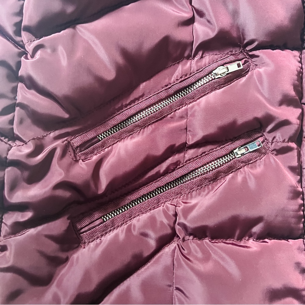 Ci Sono Maroon Puffer Vest XL Sherpa Lined No Hood - Picture 9 of 10
